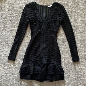 Parker Black V-neck Long-sleeve Dress